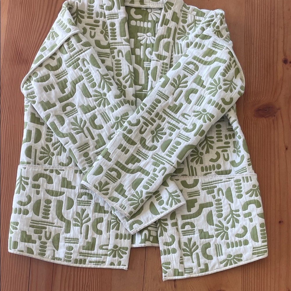 Green & White Patterned Quilted Jacket
